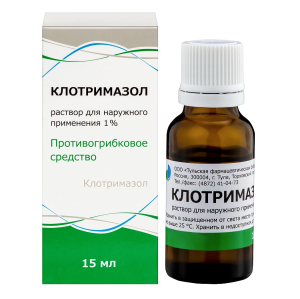 Купить  Клотримазол р-р д/наруж примен 1% 15мл