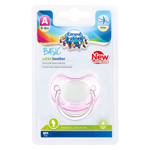 Canpol Babies пустышка латексная анатомическая 0-6 месяцев бэйсик розовый Купить Canpol Babies пустышка латексная анатомическая 0-6 месяцев бэйсик розовый
