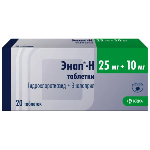 Купить  Энап-Н таблетки 25мг + 10мг №20