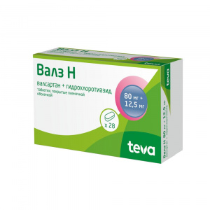 Купить  Валз Н таблетки по 80мг+12,5мг №28