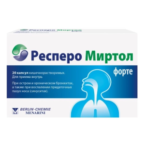 Купить  Респеро Миртол Форте 300 мг 20 шт капсулы кишечнорастворимые