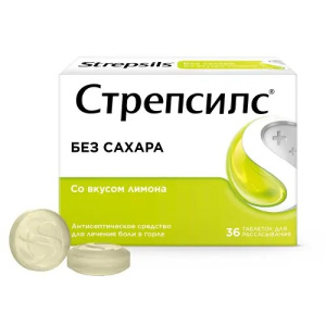 Купить  Стрепсилс таб д/рассас №36 б/сахара лимон