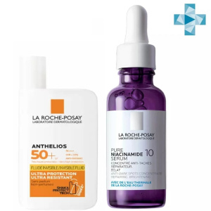 Купить  La Roche-Posay Niacinamide 10 сыворотка 30мл концентр п/пигм пятен + Anthelios солнцезащитный флюид невидимый SPF50+ 50мл