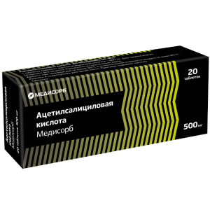 Купить  Ацетилсалициловая Кислота Медисорб таб 500мг №20