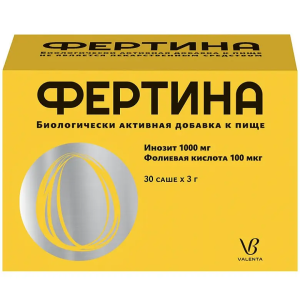 Купить  Фертина Инозит 1000 мг Фолиевая кислота 100 мкг 3 г 30 шт порошок саше