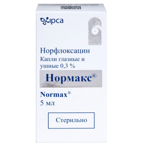 Купить  Нормакс 0,3% 5 мл капли глазные и ушные