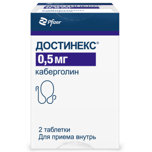 Купить  Достинекс 0,5 мг 2 шт таблетки