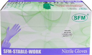 Купить  SFM 100 шт перчатки нитриловые смотровые нестерильные неопудренные фиолетово-голубые размер S 