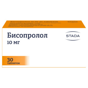 Купить  Бисопролол 10 мг 30 шт таблетки покрытые пленочной оболочкой