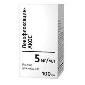 Левофлоксацин-Акос 5 мг/мл 100 мл раствор для инфузий флаконы Купить Левофлоксацин-Акос 5 мг/мл 100 мл раствор для инфузий флаконы