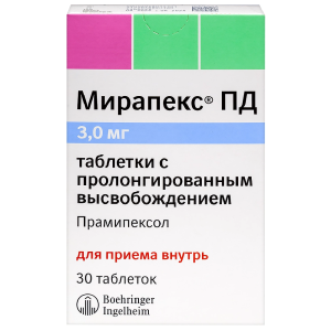 Купить  Мирапекс ПД таб пролонг 3мг №30