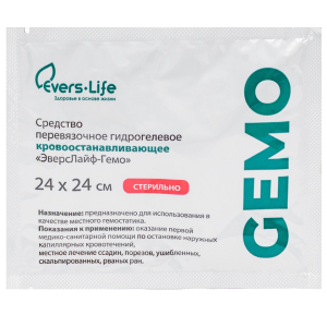 Купить  EversLife Gemo 24 см х 24 см средство перевязочное гидрогелевое кровоостанавливающее
