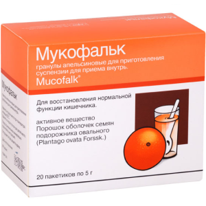 Купить  Мукофальк гранулы для приготовления суспензии для приёма внутрь пакеты 5г №20 апельсин