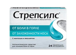 Купить  Стрепсилс таблетки для рассасывания №24 ментол-эвкалипт