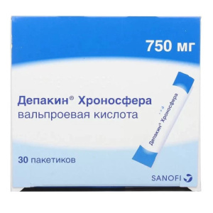 Купить  Депакин Хроносфера гранулы с пролонгированным высвобождением 750мг пакет №30