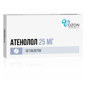 Купить  Атенолол 25 мг 30 шт таблетки покрытые пленочной оболочкой