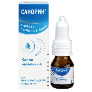 Купить  Санорин 0,1 % 10 мл капли назальные