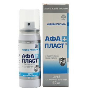 Купить  Афапласт+ 60 мл спрей жидкий пластырь с пантенолом и серебром
