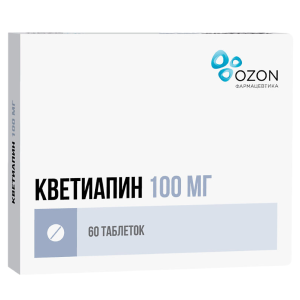 Купить  Кветиапин 100 мг 60 шт таблетки покрытые пленочной оболочкой