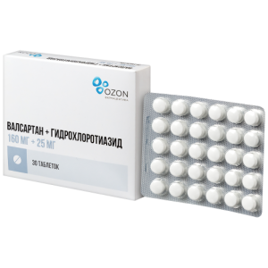 Валсартан+Гидрохлортиазид таб ппо 160мг+25мг №30 Купить Валсартан+Гидрохлортиазид таб ппо 160мг+25мг №30