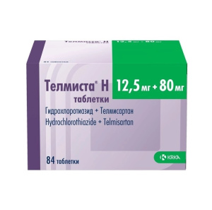 Купить  Телмиста Н 12,5 мг + 80 мг 84 шт таблетки