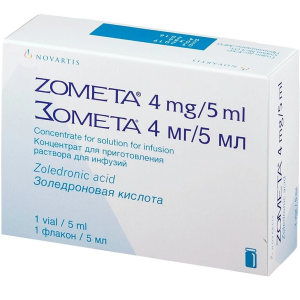 Купить  Зомета концентрат для приготовления раствора для инфузий 4 мг/5 мл 5 мл флакон №1