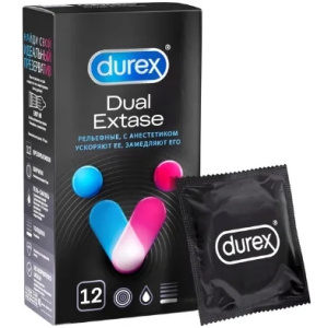 Купить  Durex Dual Extase презервативы с анестетиком 12 шт.