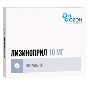Купить  Лизиноприл 10 мг 60 шт таблетки