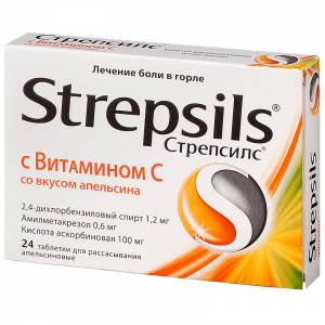 Стрепсилс таблетки д/рассас №24 витамин С