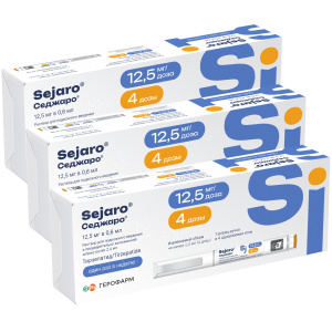 Купить  Набор 3 уп. Седжаро 12,5 мг/доз 2,4 мл 1 шприц-ручка + 4 иглы