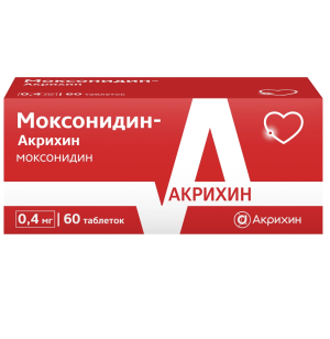 Купить  Моксонидин-Акрихин 400 мкг 60 шт таблетки покрытые пленочной оболочкой