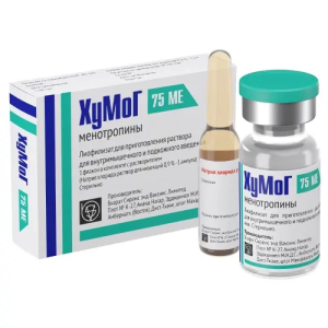 Хумог 75 МЕ ФСГ + 75 МЕ ЛГ 1 шт лиофилизат для приготовления раствора для внутримышечного и подкожного введения флакон с растворителем