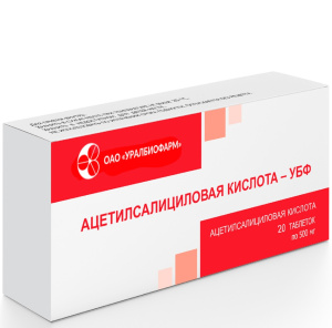 Купить  Ацетилсалициловая Кислота УБФ таблетки 500мг №20