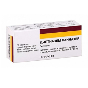 Купить  Дилтиазем Ланнахер 180 мг 30 шт таблетки с пролонгированным высвобождением покрытые пленочной оболочкой