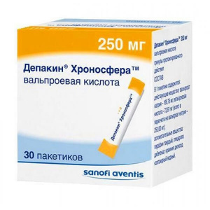 Купить  Депакин Хроносфера гранулы пролонг высвоб 250мг пак №30