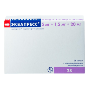 Купить  Эквапресс 5 мг + 1,5 мг + 20 мг 28 шт капсулы с модифицированным высвобождением