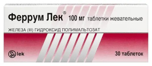 Феррум-Лек таблетки жев 100мг №30 Купить Феррум-Лек таблетки жев 100мг №30
