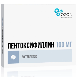 Купить  Пентоксифиллин таблетки по кишечнораств   100мг №60 (Озон)