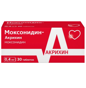 Купить  Моксонидин-Акрихин 400 мкг 30 шт таблетки покрытые пленочной оболочкой